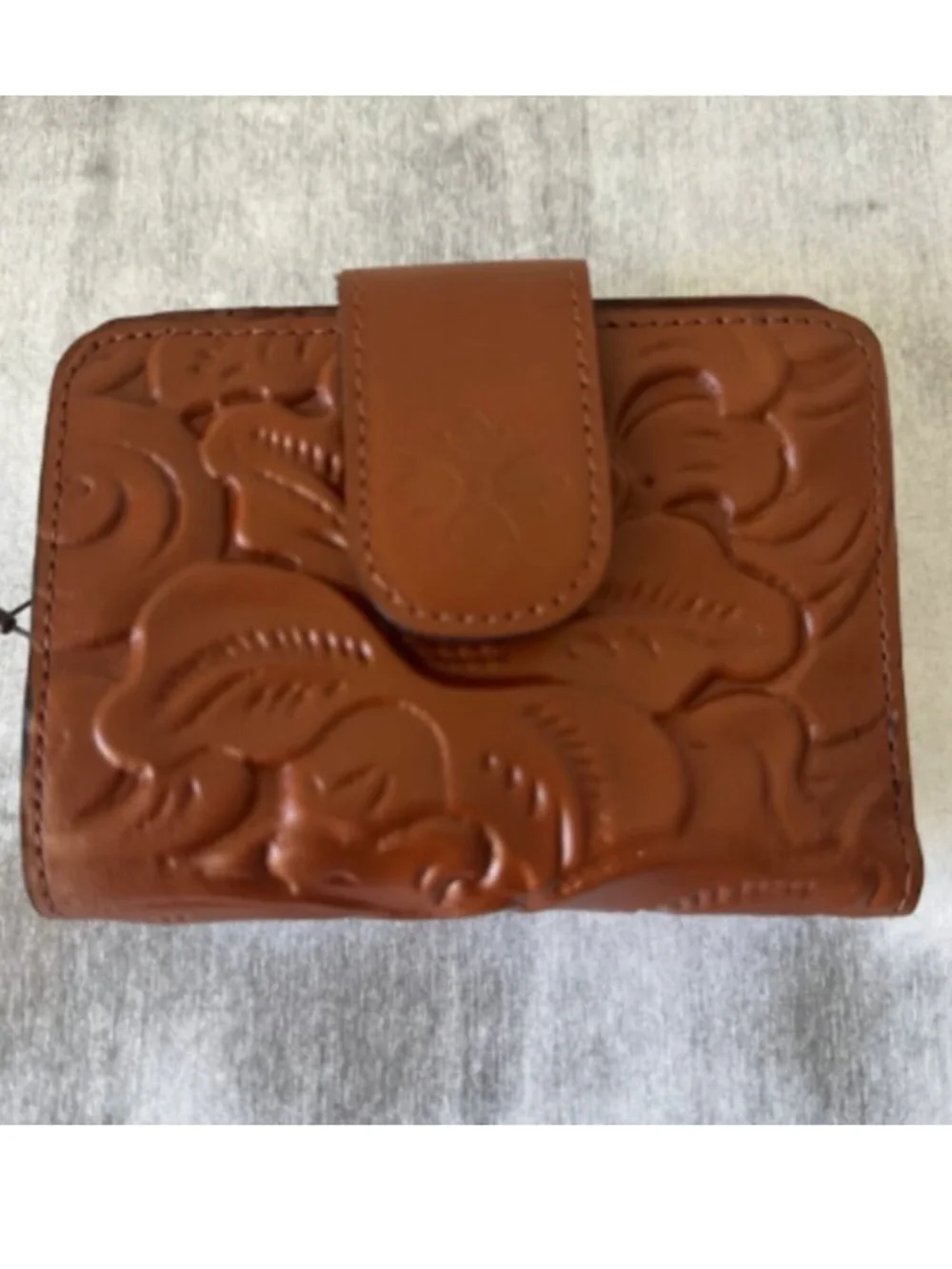 Patricia Nash Iberia Wallet Tooled Leather Bi-fold RFID Florence Brown